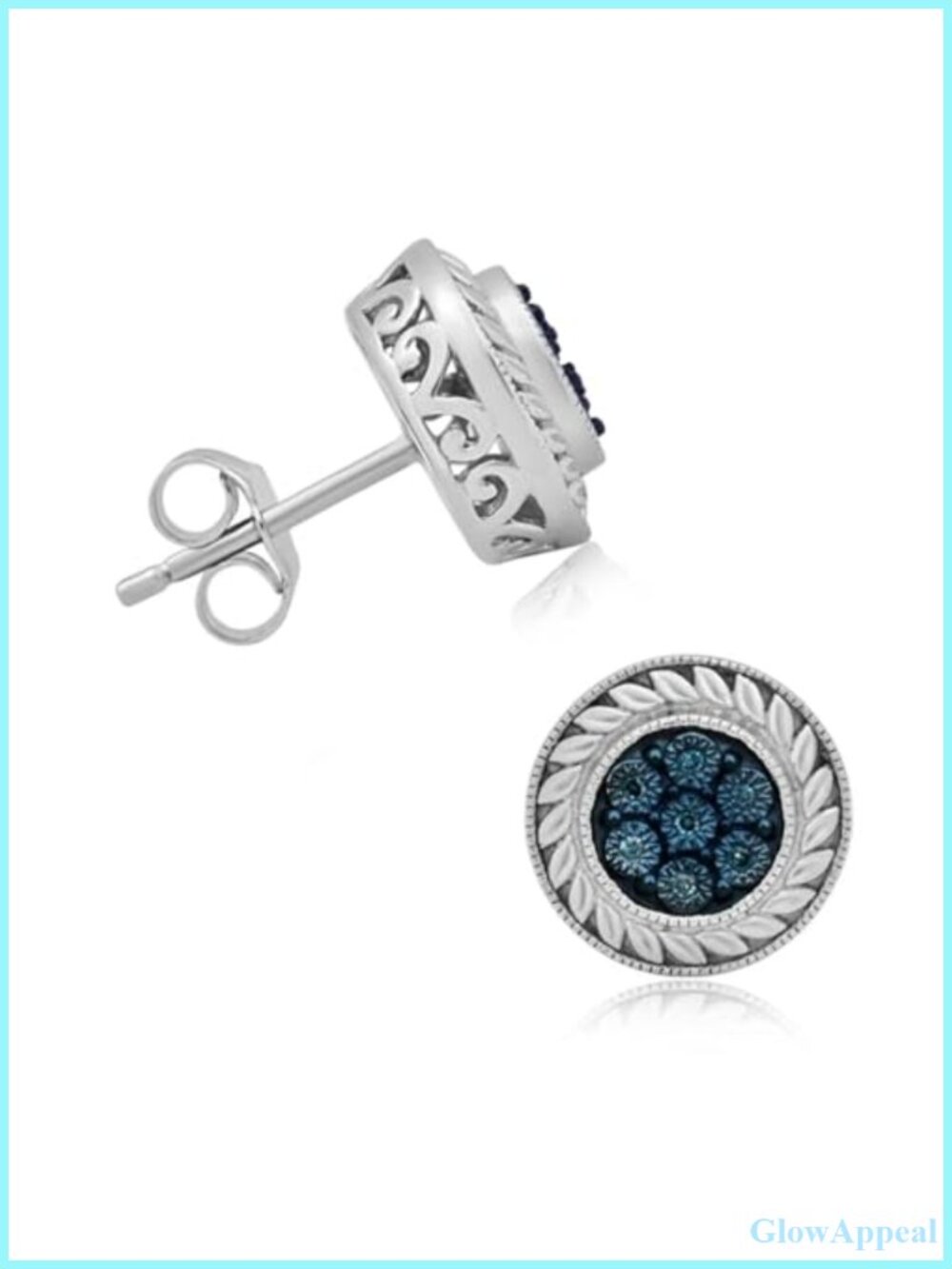 925 Sterling Silver Diamond Stud Earrings for Women Halo Push Back